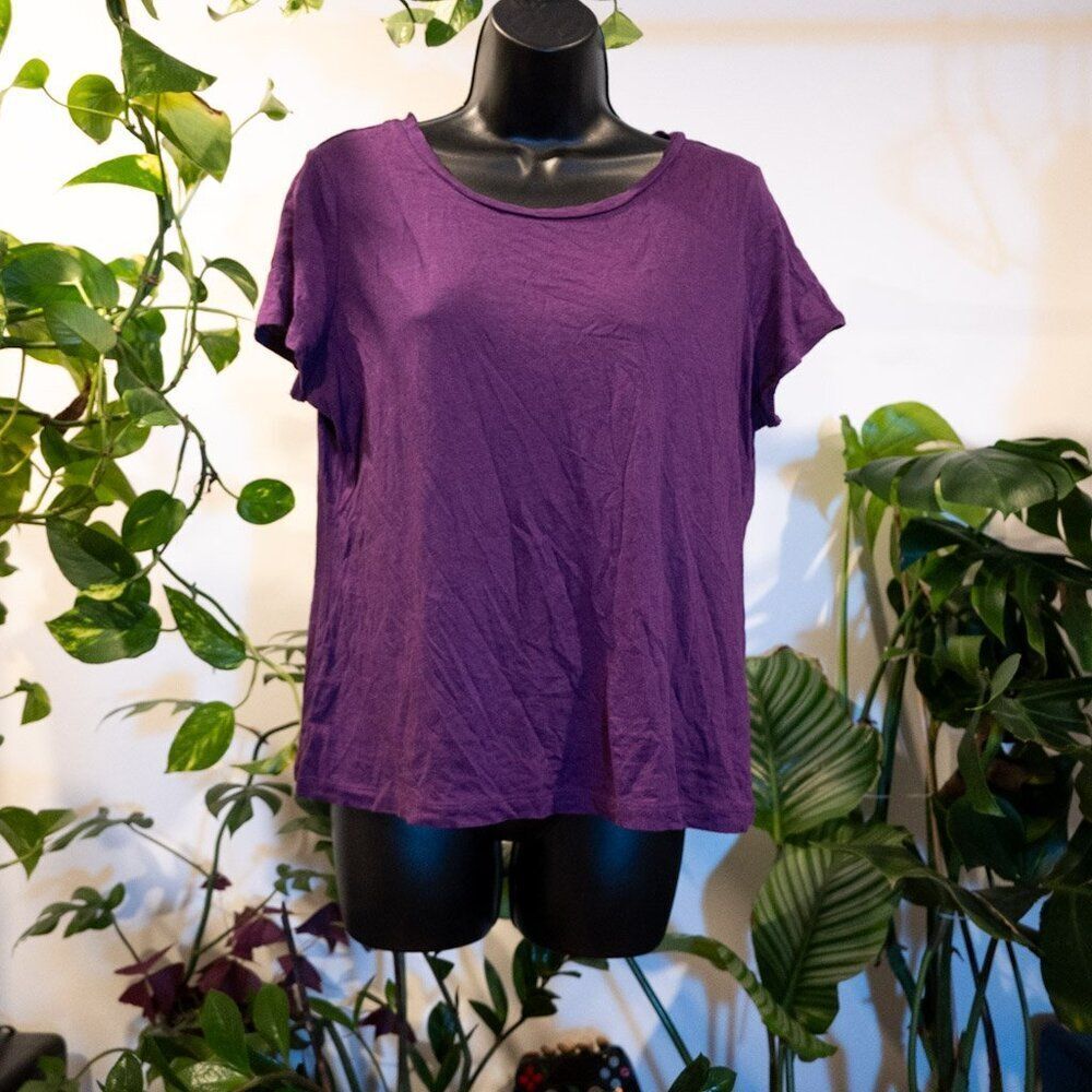 Studio Works Vivid Purple Scoop Neck T-Shirt, Petite L - Picture 6 of 9